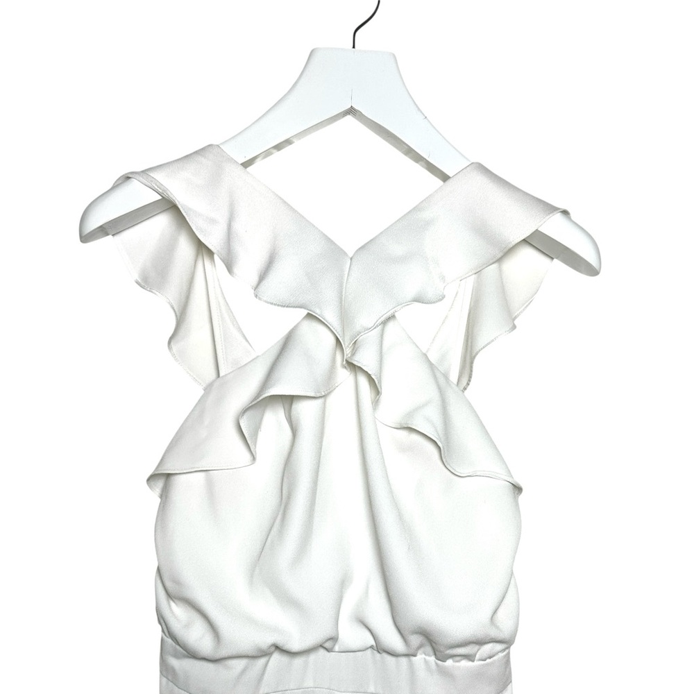 BHLDN MONIQUE LHUILLIER White Bissel Jumpsuit w/ Ruffle Halter Bodice -  Size 8 - Picture 3 of 12